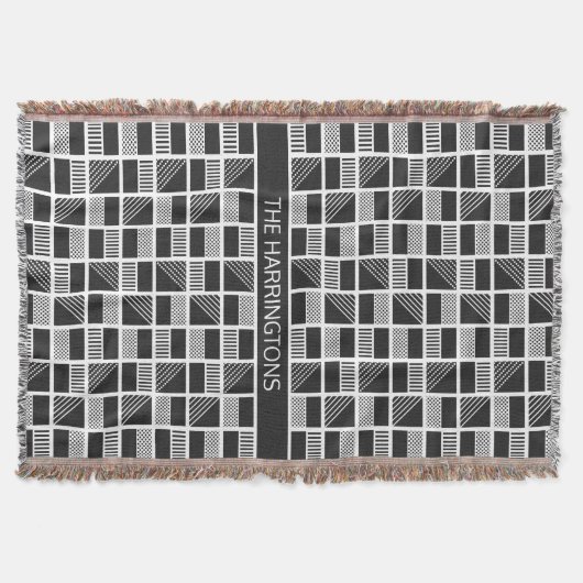 Geometrische Quadrate benutzerdefinierte Monogramm Decke (Vorderseite)