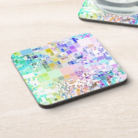 geometrische Quadrate der Pastellgeometrie Untersetzer (Linke Seite)