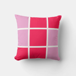 geometrische Quadrate der rosa, weißen Linien Kissen