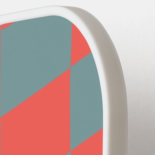 Geometrische Quadrate Rot Graues gekreuztes Muster Pickleball Schläger (Linke Seite)