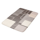 Geometrische Quadrate - Schokolade und Creme Badematte (Schrägansicht)