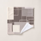 Geometrische Quadrate - Schokolade und Creme Badhandtuch Set (Waschlappen)
