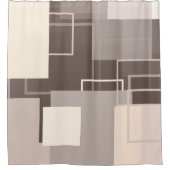 Geometrische Quadrate - Schokolade und Creme Duschvorhang (Vorderseite)