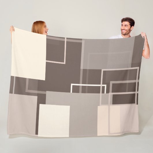 Geometrische Quadrate - Schokolade und Creme Fleecedecke (Beispiel)