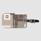 Geometrische Quadrate - Schokolade und Creme Gepäckanhänger (Vorderseite (Horizontal))