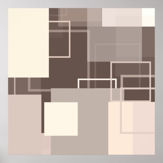 Geometrische Quadrate - Schokolade und Creme Poster (Vorne)