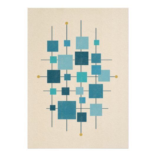 Geometrische Quadrate von MCM - blaues Poster (Vorne)