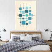 Geometrische Quadrate von MCM - blaues Poster Leinwanddruck (Insitu (Schlafzimmer))