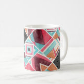 Geometrische Quadrate, Wasserfarben-Patchwork Kaffeetasse (VorderseiteRechts)