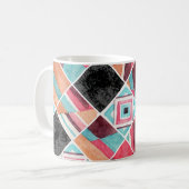 Geometrische Quadrate, Wasserfarben-Patchwork Kaffeetasse (Vorderseite Links)