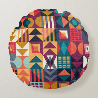 Geometrische Rahmen 4 Rundes Kissen
