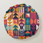 Geometrische Rahmen 4 Rundes Kissen (Rückseite)