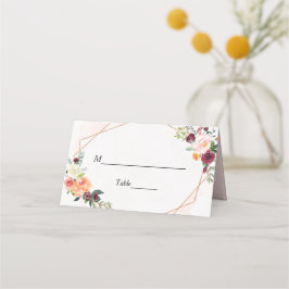 geometrische Rahmen Bright Bloom Floral Wedding Ta Platzkarte