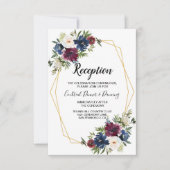 Geometrische Rahmen Burgundy Navy-Blume Hochzeit Einladung (Vorderseite)