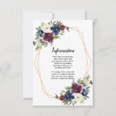 Geometrische Rahmen Burgundy Navy-Blume Hochzeit Einladung (Vorderseite)