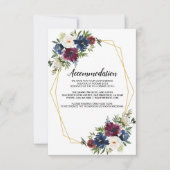 Geometrische Rahmen Burgundy Navy-Blume Hochzeit Einladung (Vorderseite)