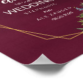 Geometrische Rahmen Burgundy Navy-Blume Hochzeit Poster (Ecke)