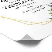 Geometrische Rahmen Burgundy Navy-Blume Hochzeit Poster (Ecke)