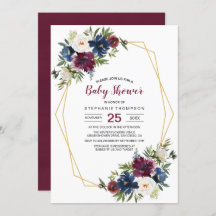 Geometrische Rahmen Burgundy Navy Blume Kinderdusc