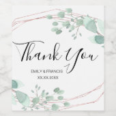 geometrische Rahmen Grün danke Weinetikett (Einzelnes Label)