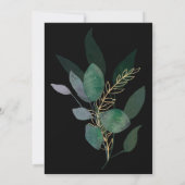 Geometrische Rahmen grün und goldfarbene Blätter S Einladung (Rückseite)