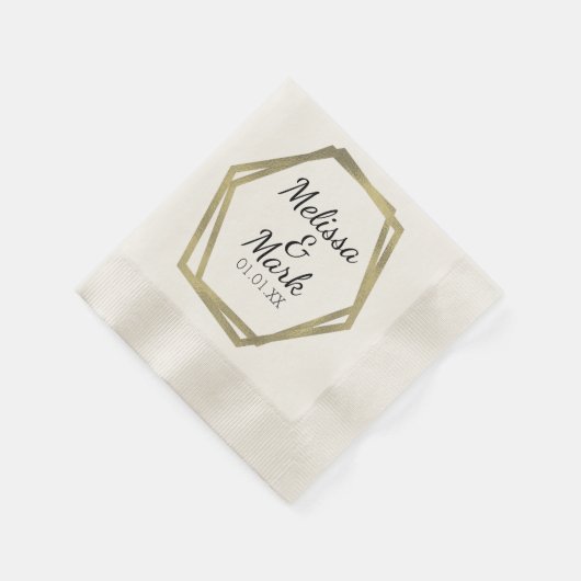 Geometrische Rahmen-Hochzeitskaffees für Gold Foil Serviette (Ecke)