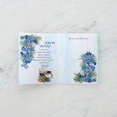 Geometrische Rahmen und blaue Blumen Einladung (Innenseite)