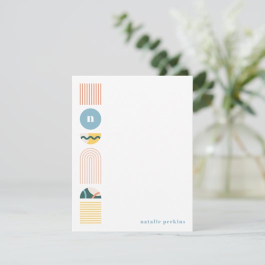 Geometrische Rainbow Monogram Stationery - Gelb (Stehend Vorderseite)