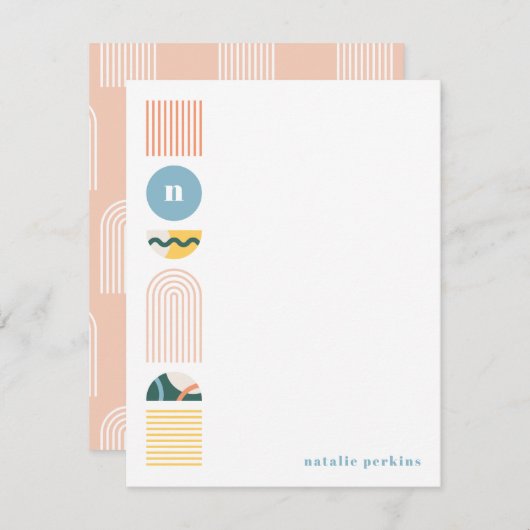 Geometrische Rainbow Monogram Stationery - Gelb (Vorne/Hinten)