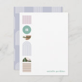 Geometrische Rainbow Monogram Stationery - Green (Vorne/Hinten)