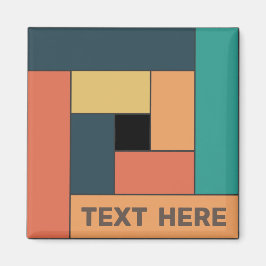 Geometrische Rechtecke (ver2) mit beliebigem Textm Magnet