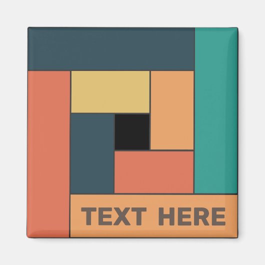 Geometrische Rechtecke (ver2) mit beliebigem Textm Magnet (Vorne)