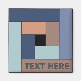 Geometrische Rechtecke (ver3) mit beliebigem Textm Magnet