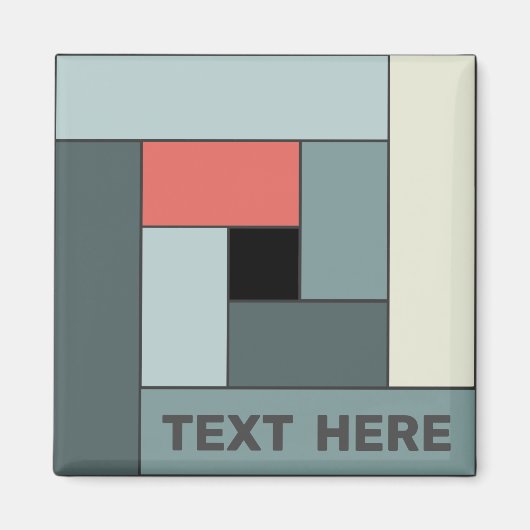 Geometrische Rechtecke (ver6) mit beliebigem Textm Magnet (Vorne)