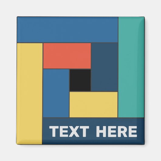 Geometrische Rechtecke (ver7) mit beliebigem Textm Magnet (Vorne)