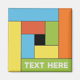 Geometrische Rechtecke (ver8) mit beliebigem Textm Magnet