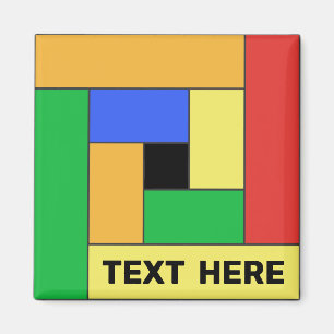 Geometrische Rechtecke (ver9) mit beliebigem Textm Magnet