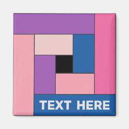 Geometrische Rechtecke (ver 1) mit beliebigem Text Magnet