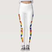 Geometrische Regenbogenbriefe PRIDE Leggings (Vorderseite)