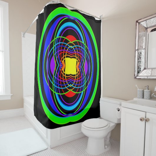 Geometrische Regenbogenfarben Duschvorhang (Beispiel)