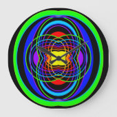 Geometrische Regenbogenfarben Große Wanduhr (Vorderseite)