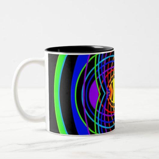 Geometrische Regenbogenfarben Zweifarbige Tasse (Links)