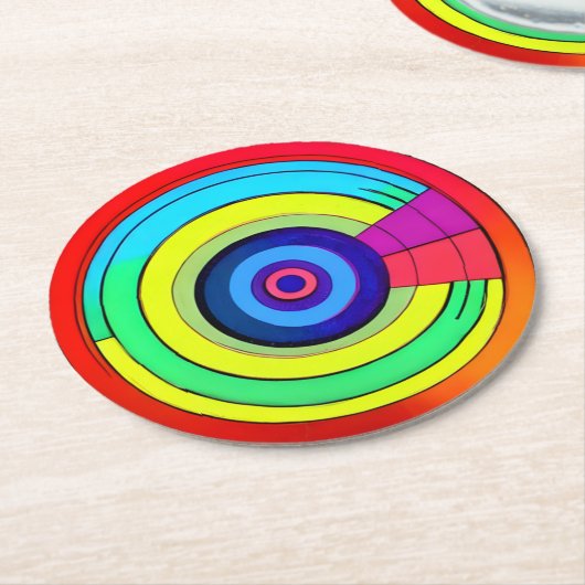 Geometrische Regenbogenkreise Runder Pappuntersetzer (Angewinkelt)