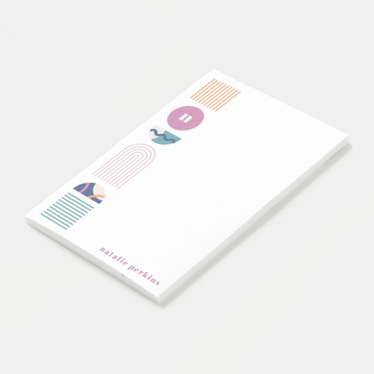 Geometrische Regenbogenmonogramm - Lila Hinweise Post-it Klebezettel (angewinkelt)