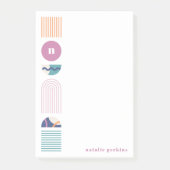 Geometrische Regenbogenmonogramm - Lila Hinweise Post-it Klebezettel (Vorderseite)