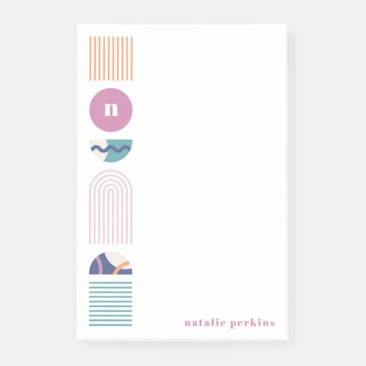 Geometrische Regenbogenmonogramm - Lila Hinweise Post-it Klebezettel (Vorderseite)