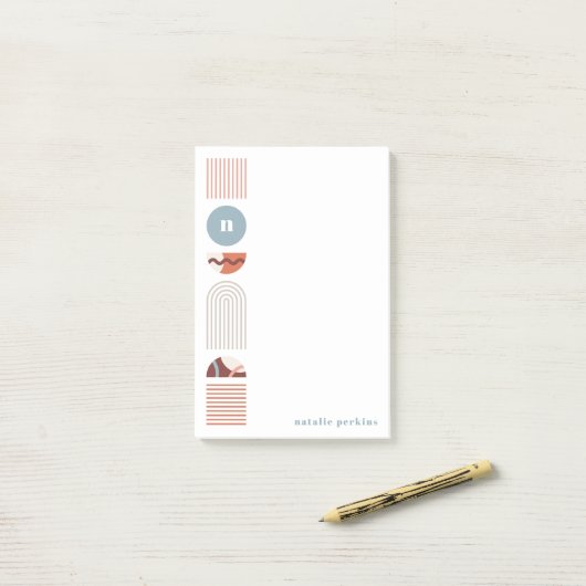 Geometrische Regenbogenmonogramm - Orange-Anmerkun Post-it Klebezettel (Auf Schreibtisch)