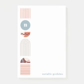 Geometrische Regenbogenmonogramm - Orange-Anmerkun Post-it Klebezettel (Vorderseite)