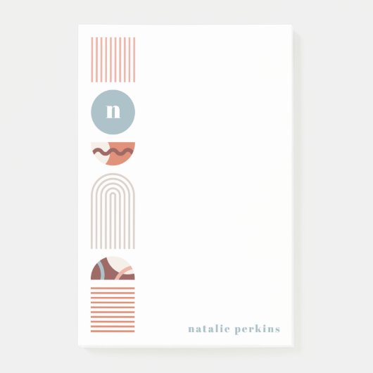 Geometrische Regenbogenmonogramm - Orange-Anmerkun Post-it Klebezettel (Vorderseite)