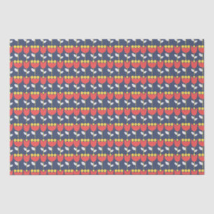 Geometrische Retro-Blume Bauhaus Navy Red Birthday Seidenpapier